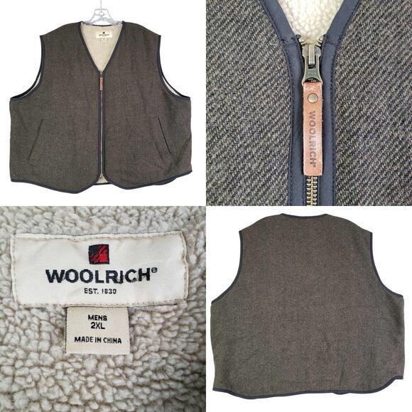 Woolrich Vest Mens 2XL Wool Sherpa Lined Shooting Hunting Vintage Pockets Green - Picture 1 of 9